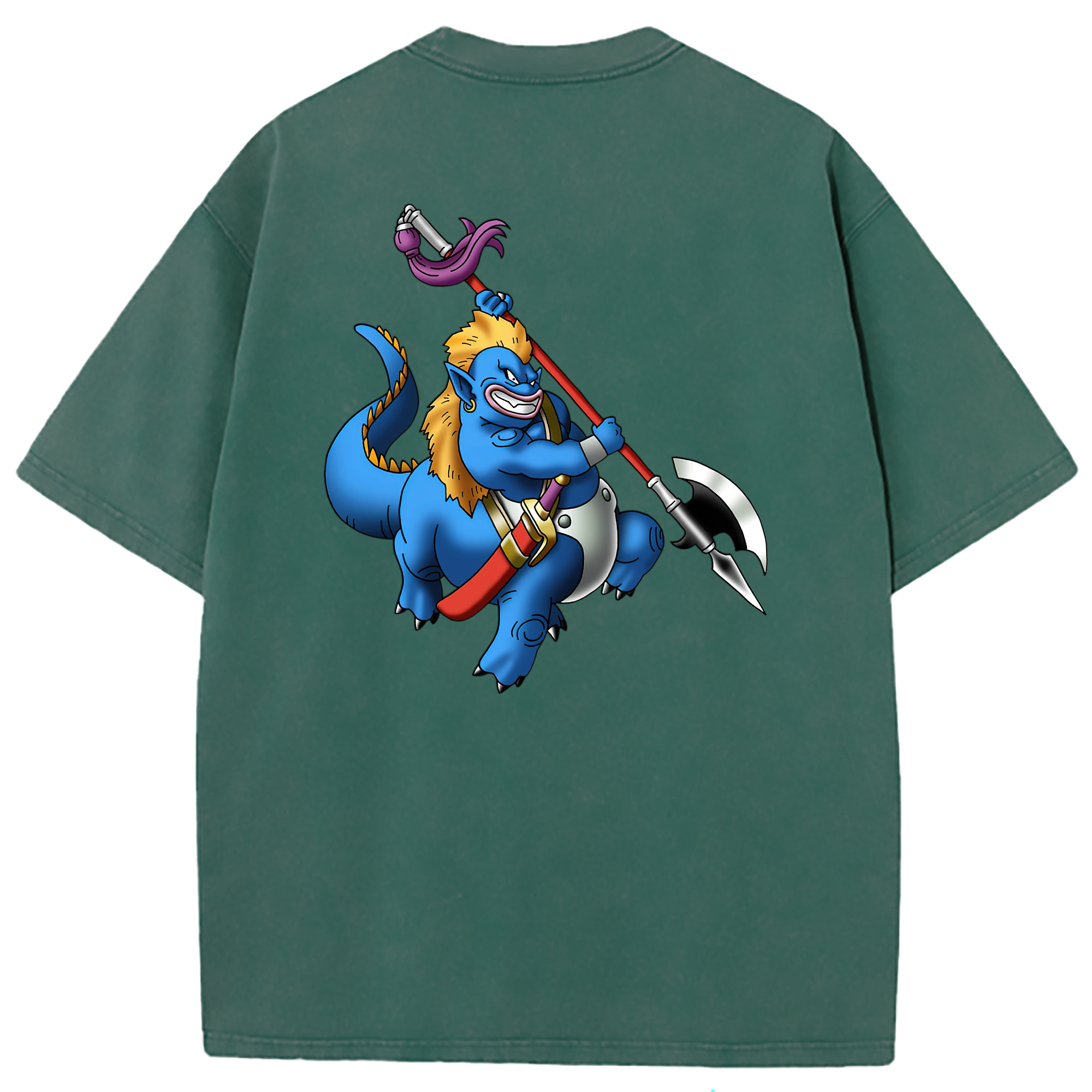 （画像用） ドラゴンクエスト Doragon Kuesuto Dragon Quest 綿100% ヴィンテージ風 半袖Tシャツ（背面プリント）